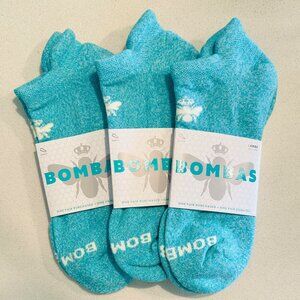 3 pack bombas marls ankle socks turqoiuse marl- large